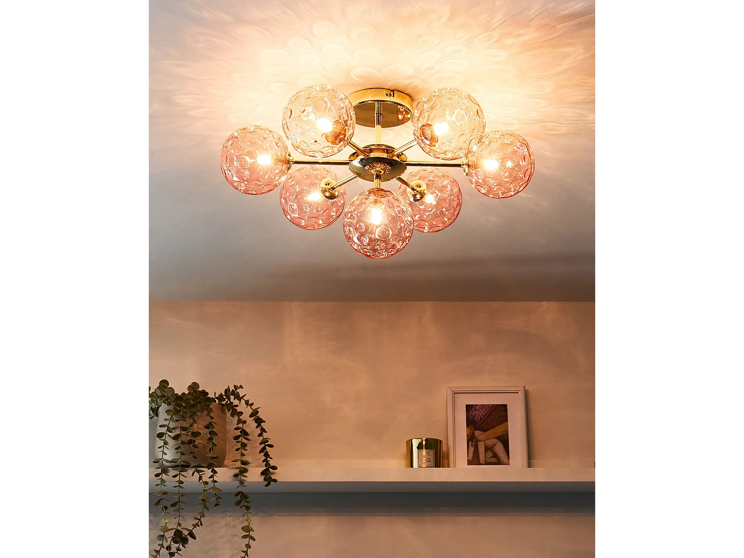 Iluminação de tecto ANADYR Vidro Rosa