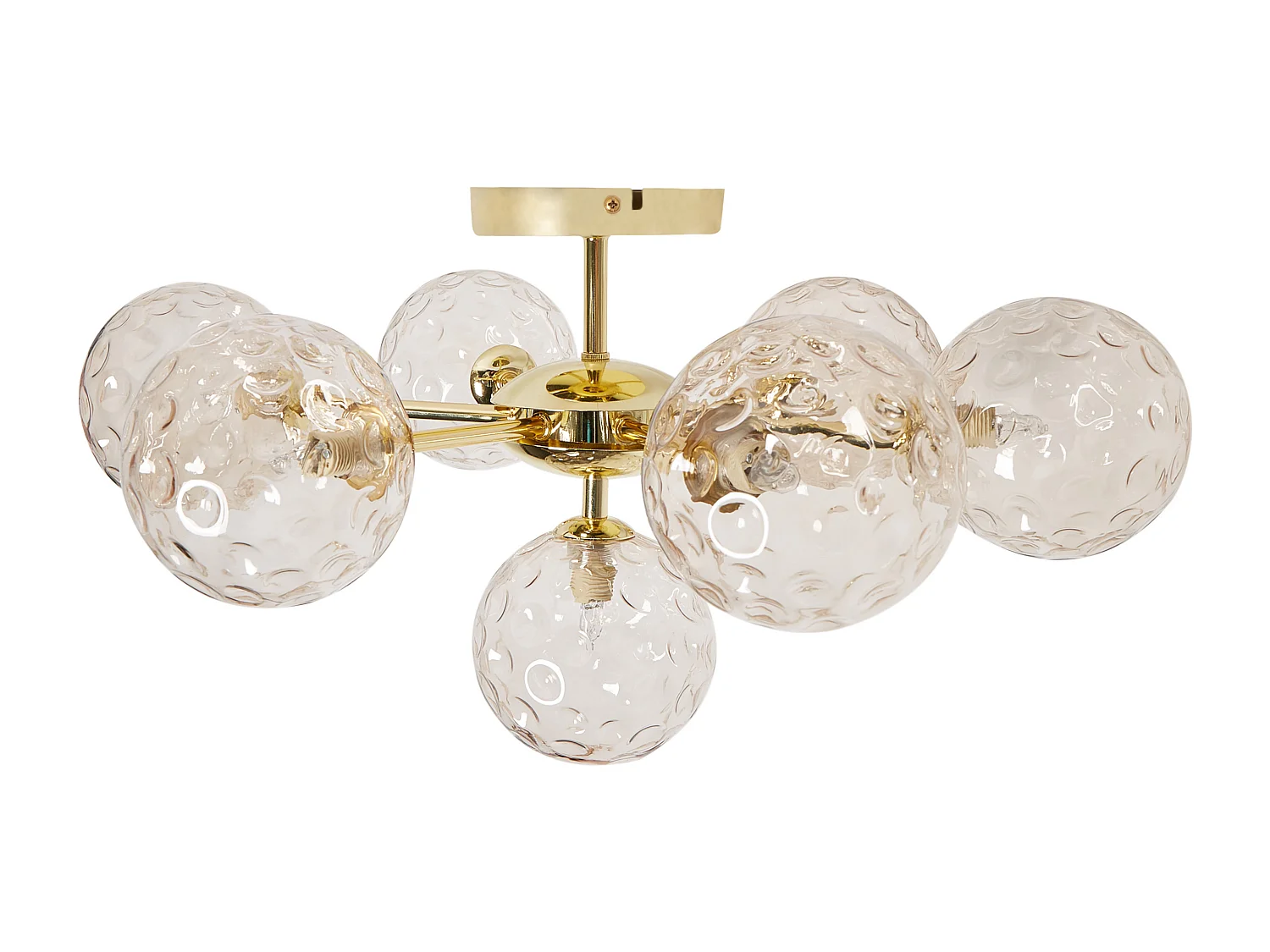 Deckenleuchte mit Kugel Glasschirmen beige / gold glamourös 7-flammig Anadyr