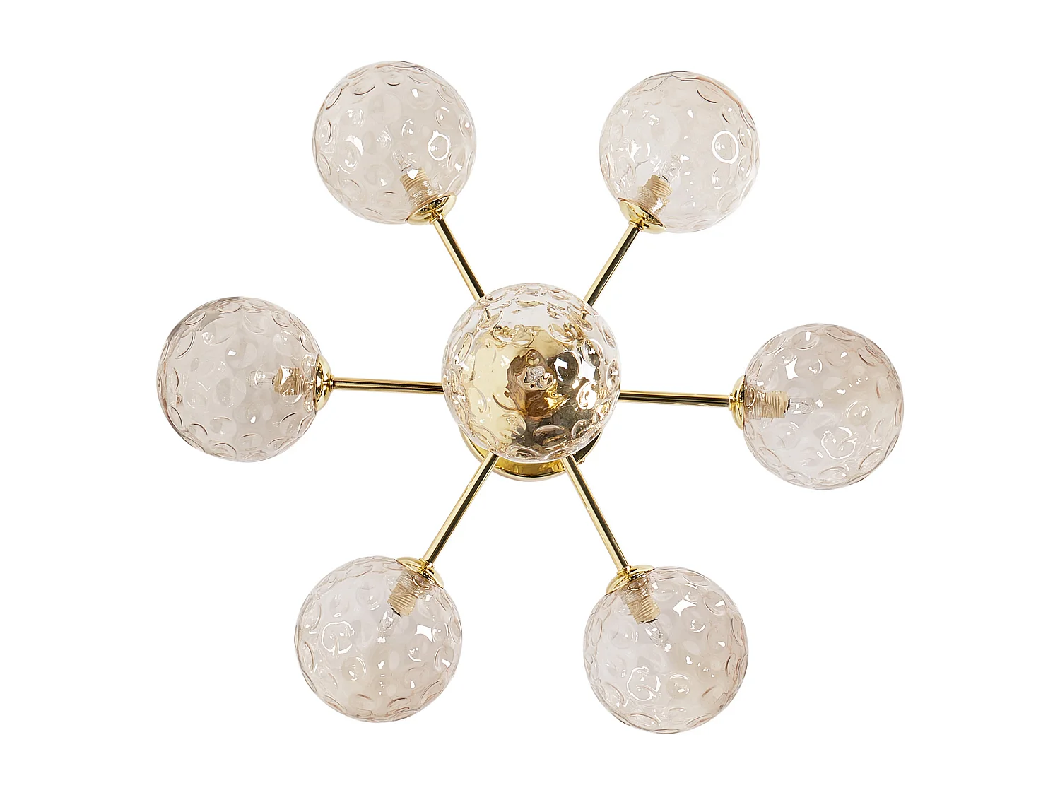 Deckenleuchte mit Kugel Glasschirmen beige / gold glamourös 7-flammig Anadyr