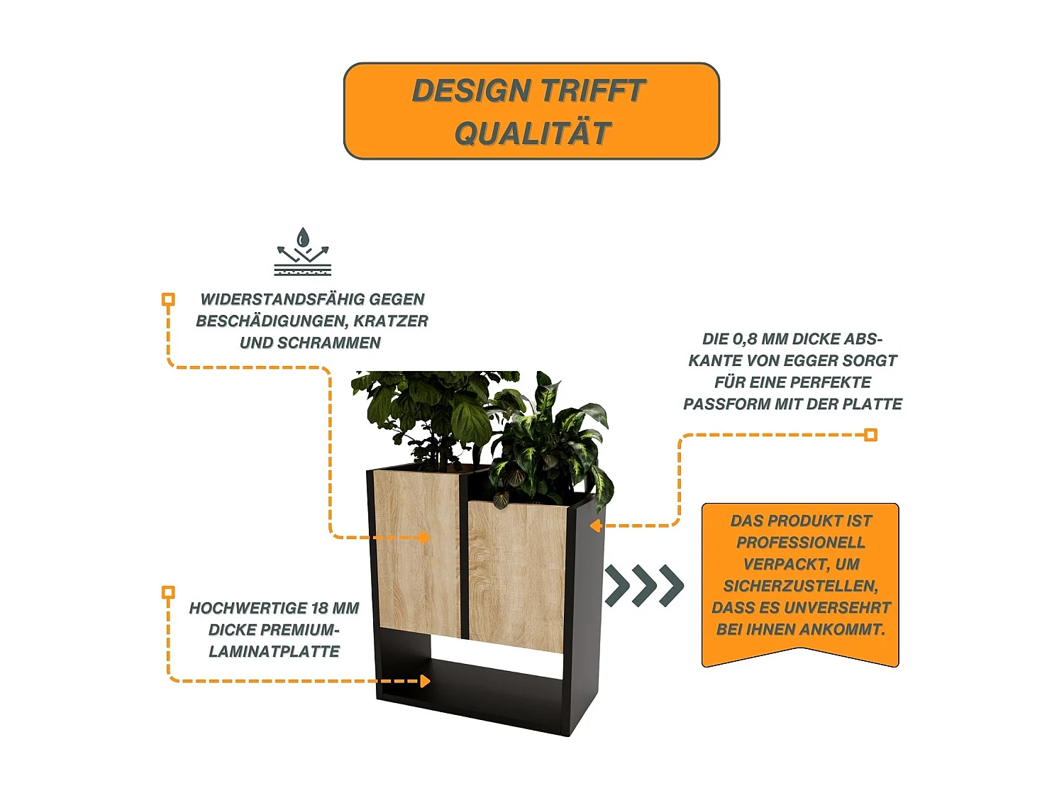 Blumenständer für Innenräume, Blumenkasten ohne Einsatz, Pflanzkasten 50x44x22,6cm