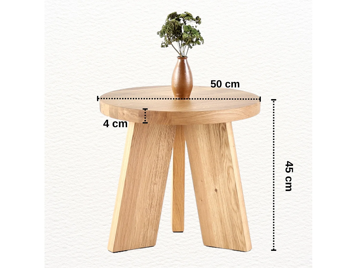Couchtisch aus massivem Eichenholz - L50*B50*H45 stabil & modern