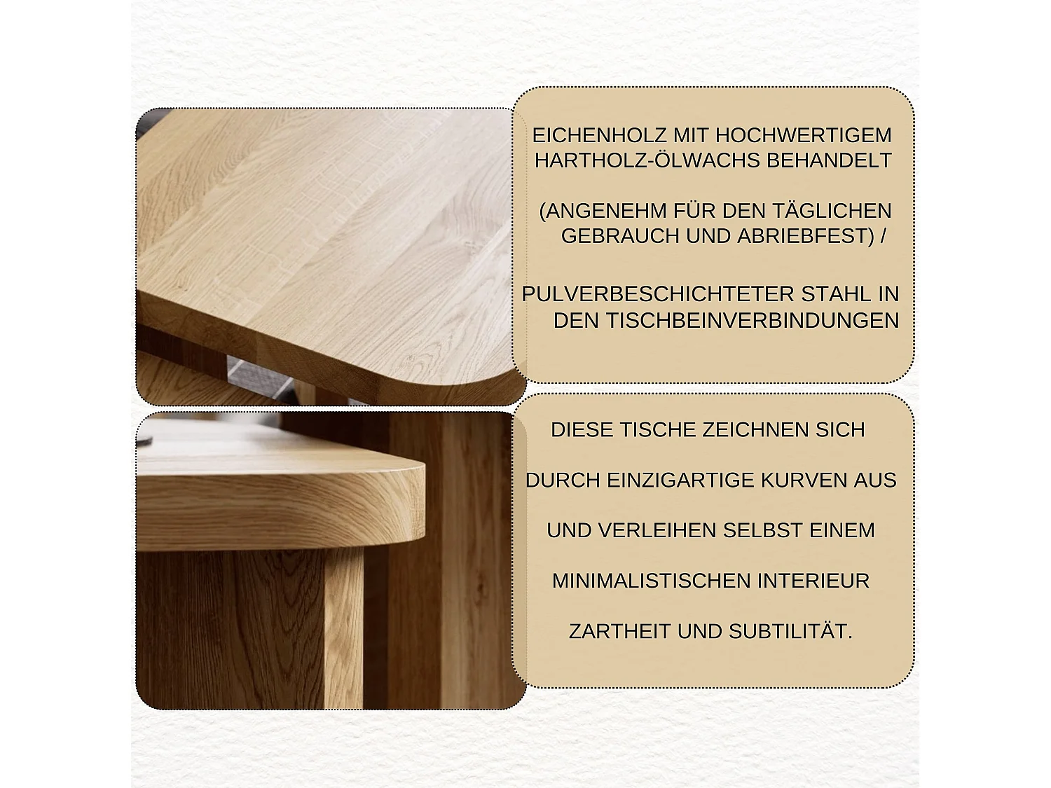 Couchtisch aus massivem Eichenholz - L50*B50*H37 stabil & modern