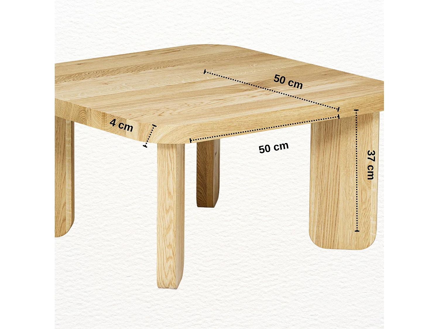 Couchtisch aus massivem Eichenholz - L50*B50*H37 stabil & modern