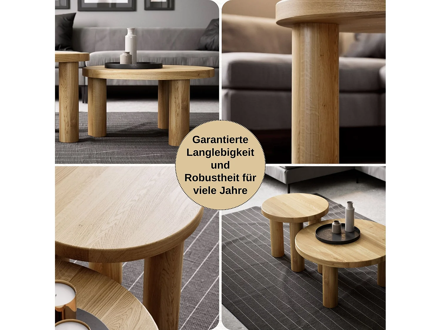 Couchtisch aus massivem Eichenholz - L70*B70*H45 stabil & modern