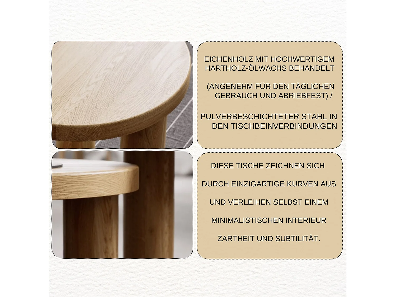 Couchtisch aus massivem Eichenholz - L70*B70*H45 stabil & modern