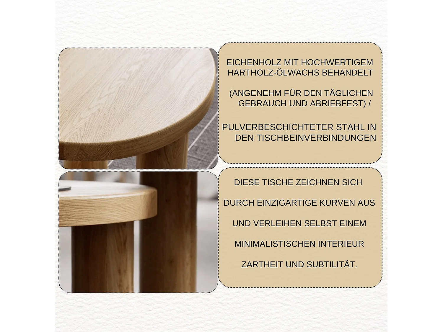 Couchtisch aus massivem Eichenholz - L50*B50*H45 stabil & modern