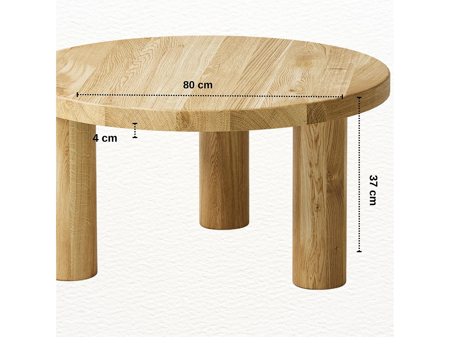 Couchtisch aus massivem Eichenholz - L80*B80*H37 stabil & modern