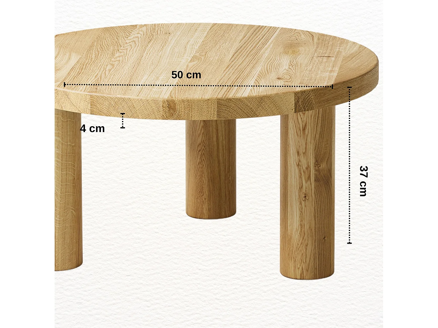 Couchtisch aus massivem Eichenholz - L50*B50*H37 stabil & modern