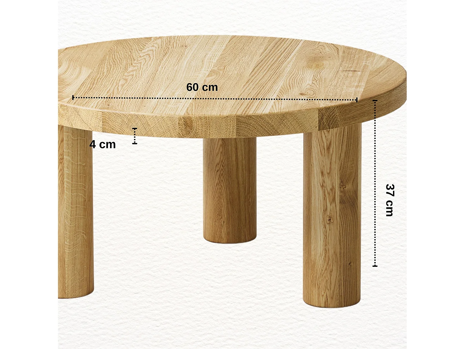 Couchtisch aus massivem Eichenholz - L60*B60*H37 stabil & modern