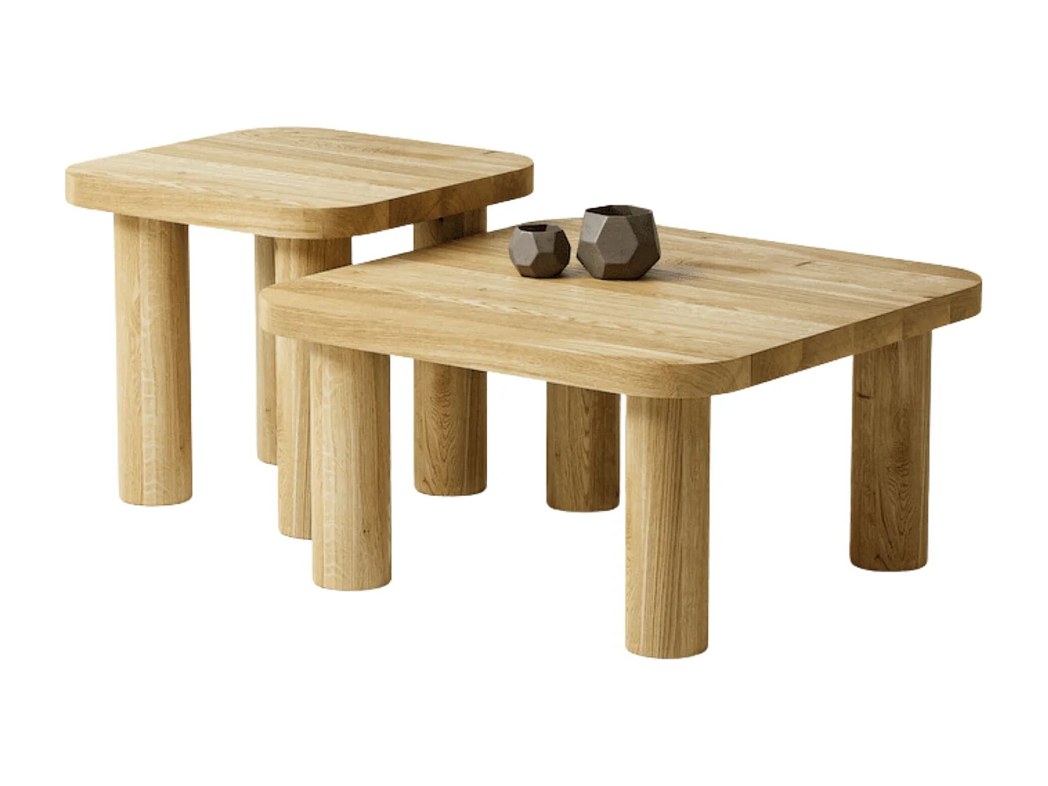 Couchtisch - SET aus massivem Eichenholz zwei Tische stabil & modern