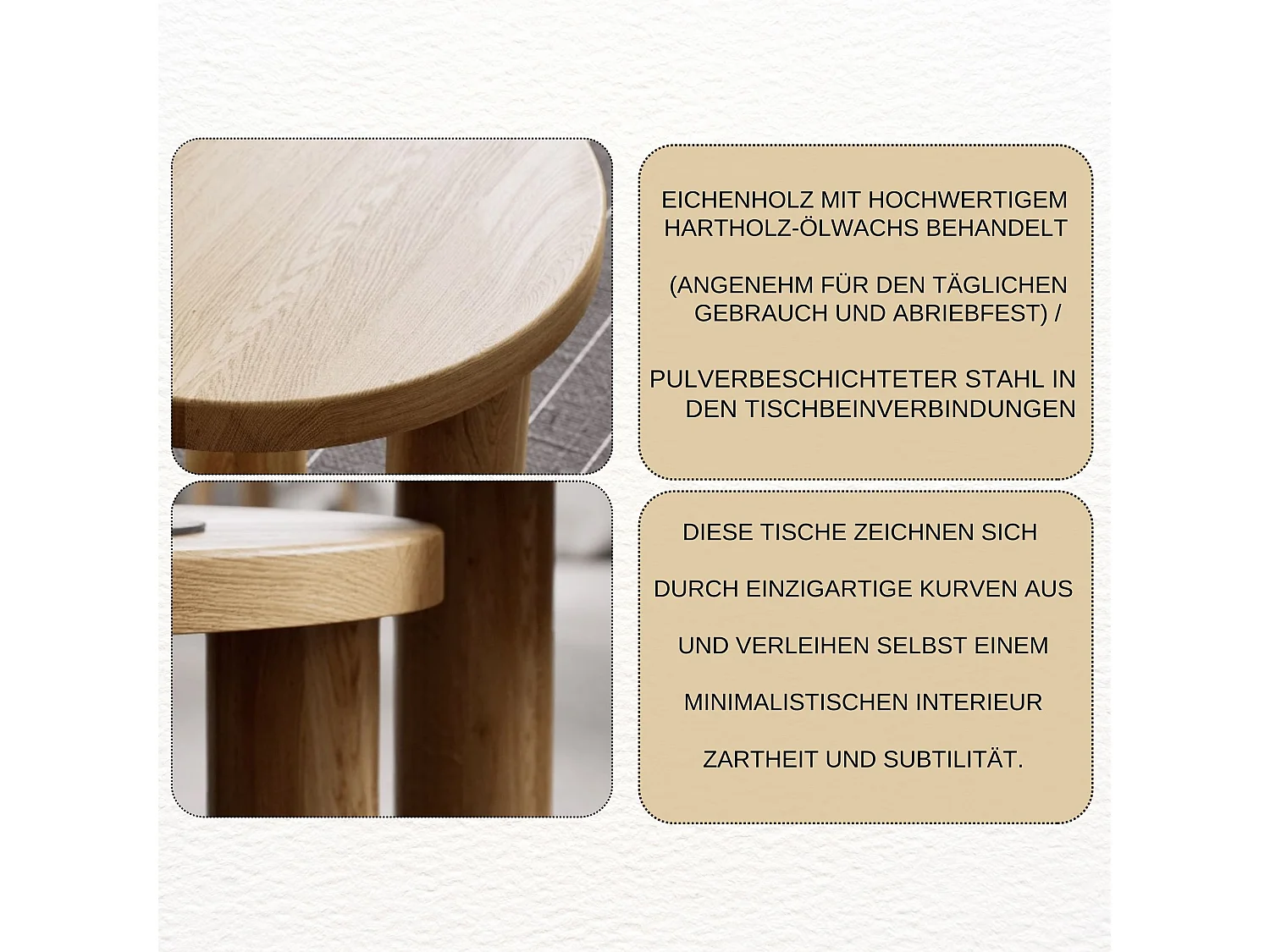 Couchtisch aus massivem Eichenholz - L60*B60*H45 stabil & modern