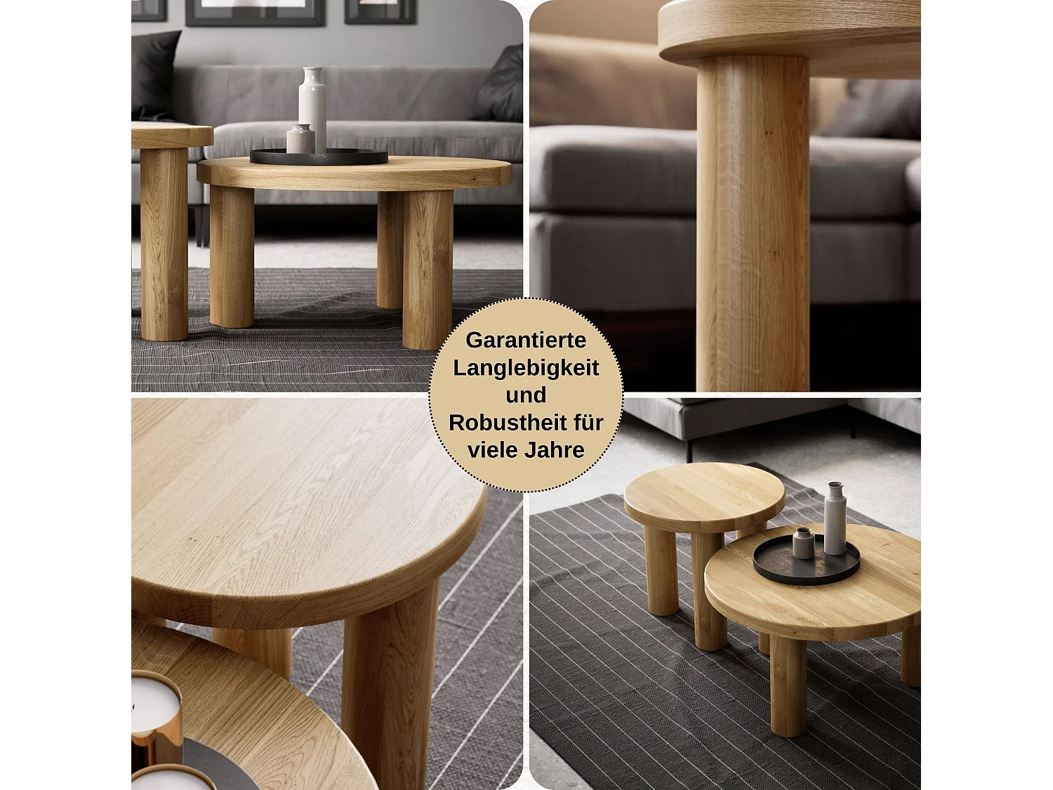 Couchtisch aus massivem Eichenholz - L60*B60*H45 stabil & modern