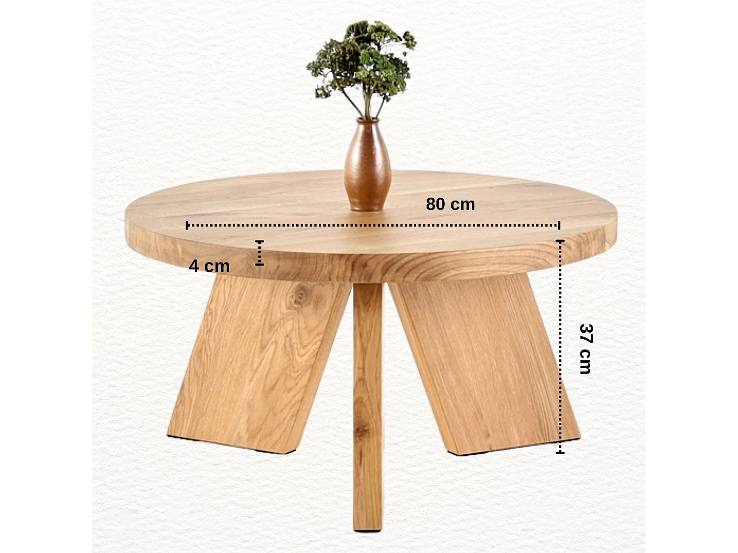 Couchtisch aus massivem Eichenholz - L80*B80*H37 stabil & modern