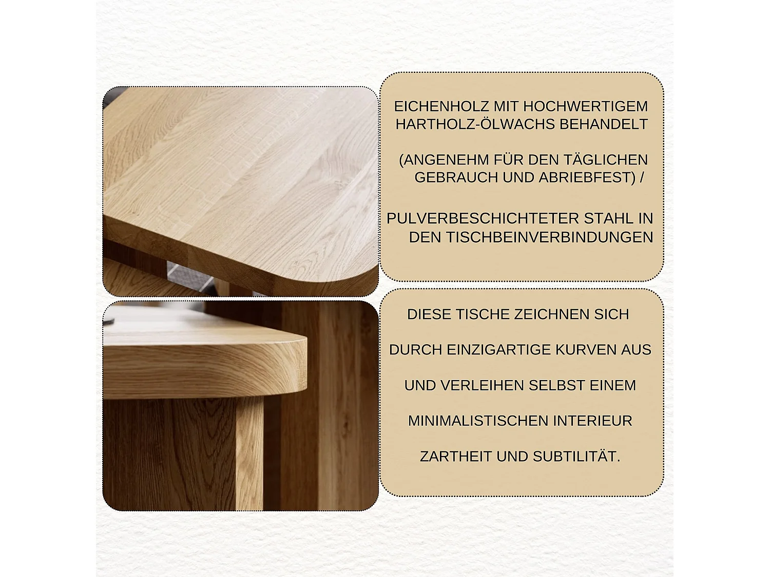 Couchtisch aus massivem Eichenholz - L50*B50*H45 stabil & modern