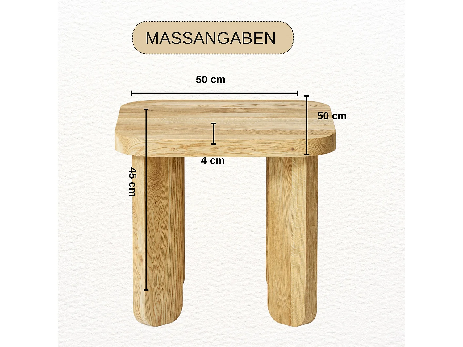 Couchtisch aus massivem Eichenholz - L50*B50*H45 stabil & modern