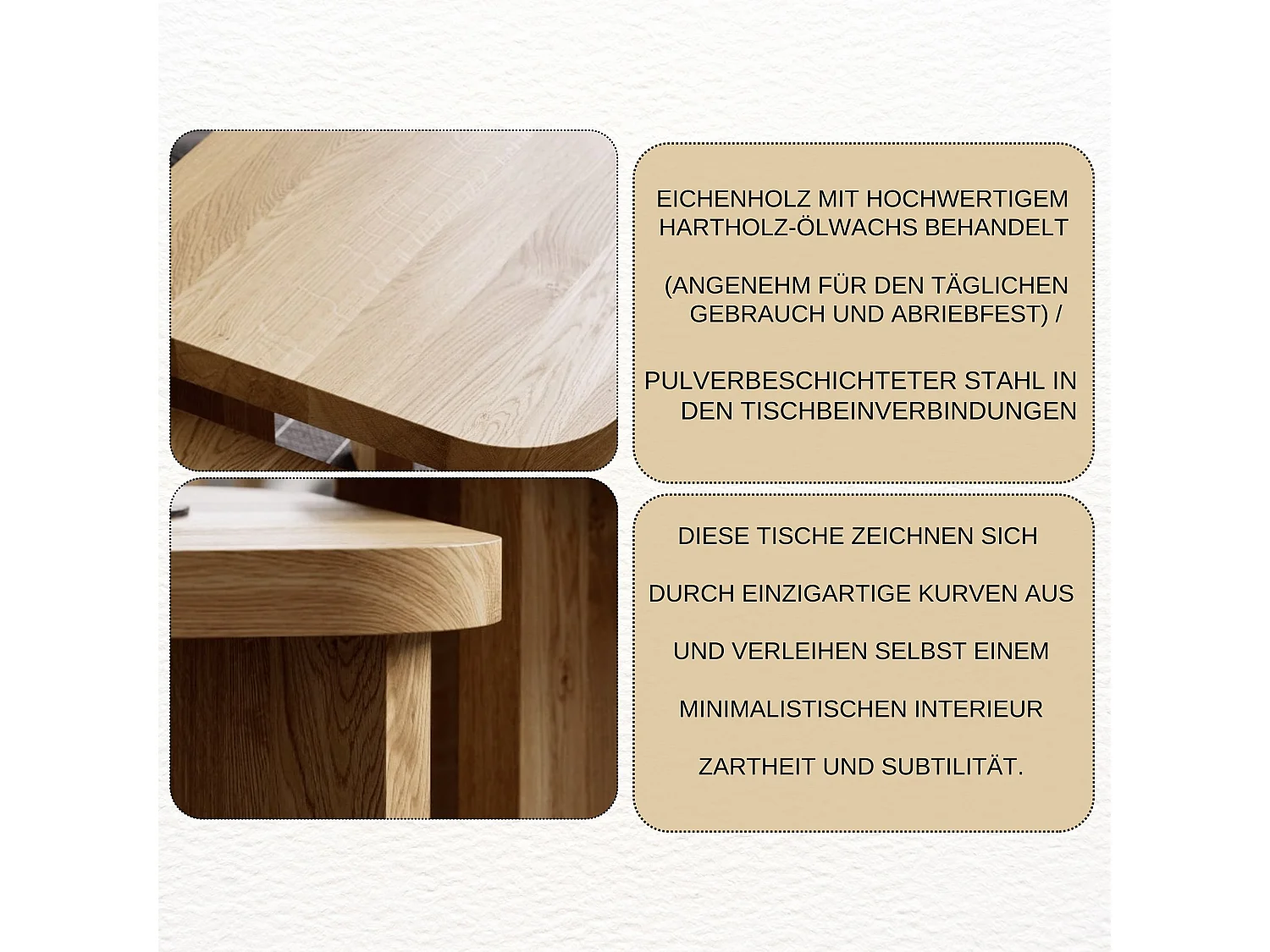 Couchtisch - SET aus massivem Eichenholz zwei Tische stabil & modern