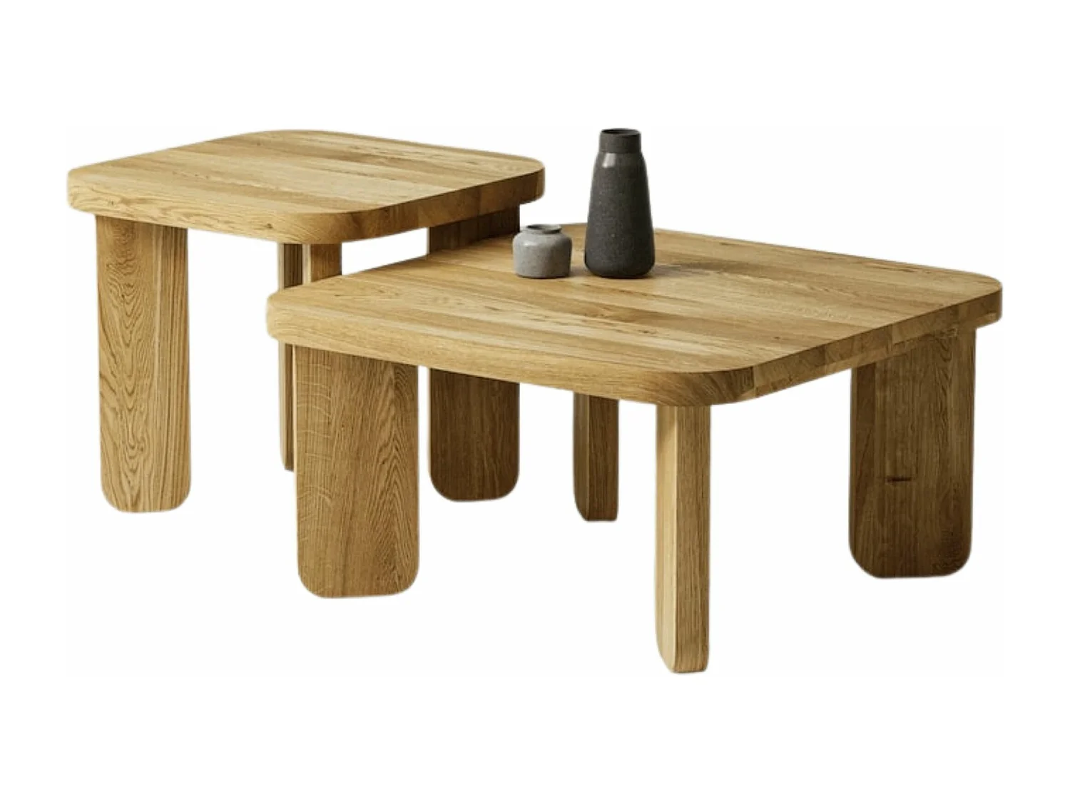 Couchtisch - SET aus massivem Eichenholz zwei Tische stabil & modern