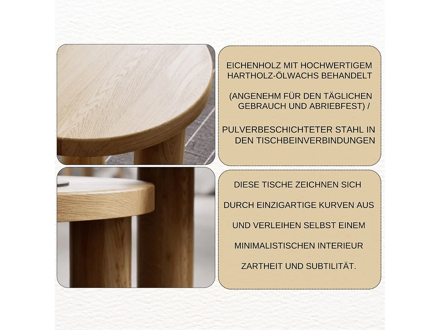 Couchtisch aus massivem Eichenholz - L50*B50*H45 stabil & modern