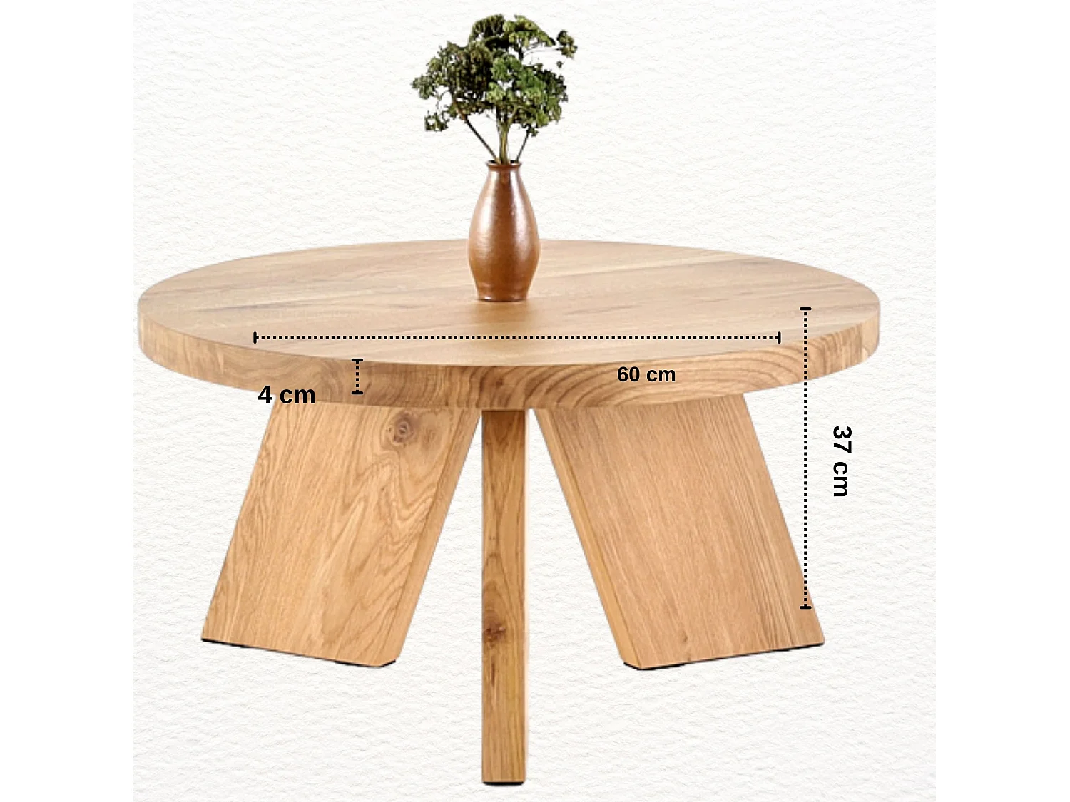 Couchtisch aus massivem Eichenholz - L60*B60*H37 stabil & modern