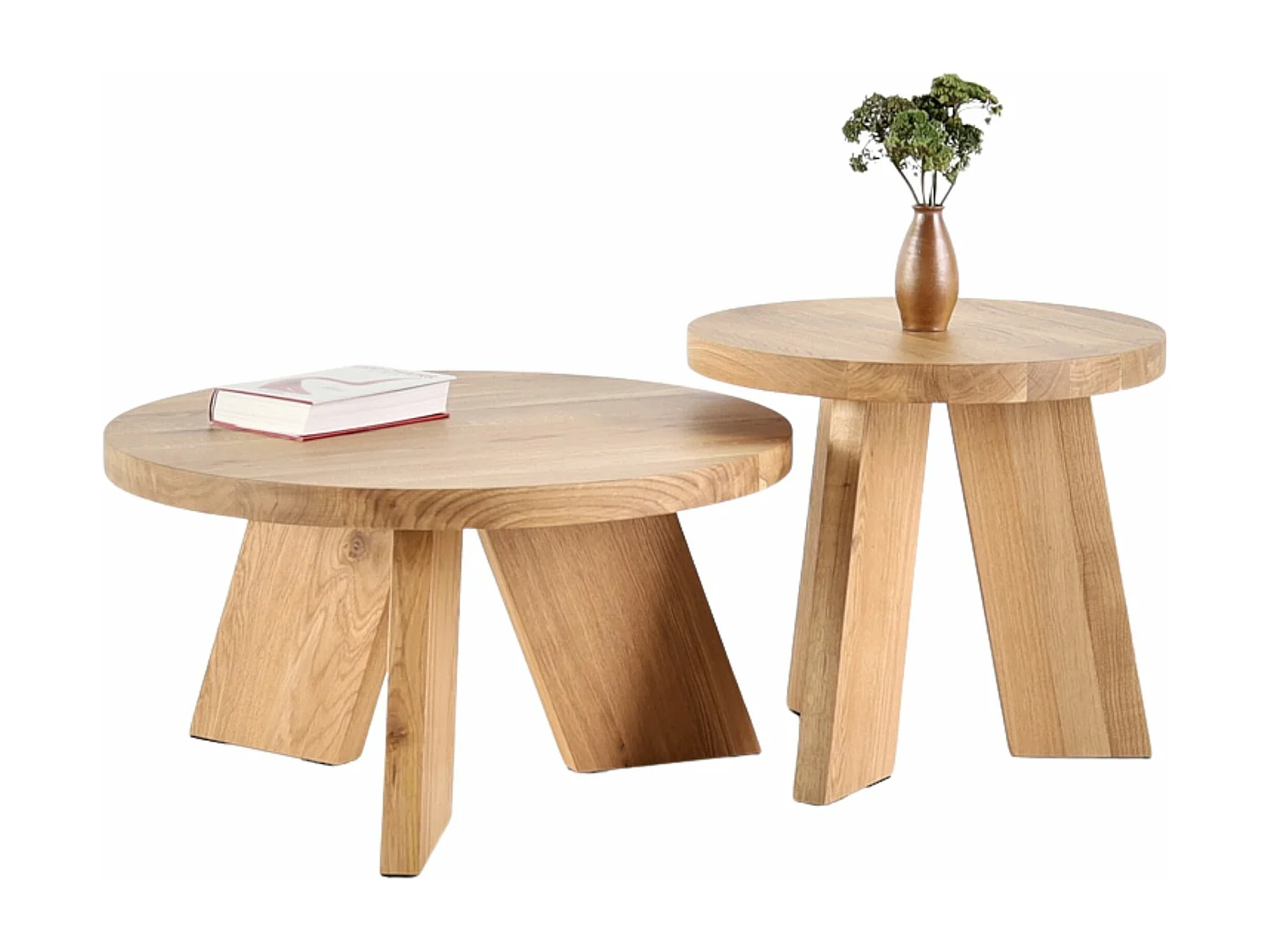 Couchtisch - SET aus massivem Eichenholz zwei Tische stabil & modern