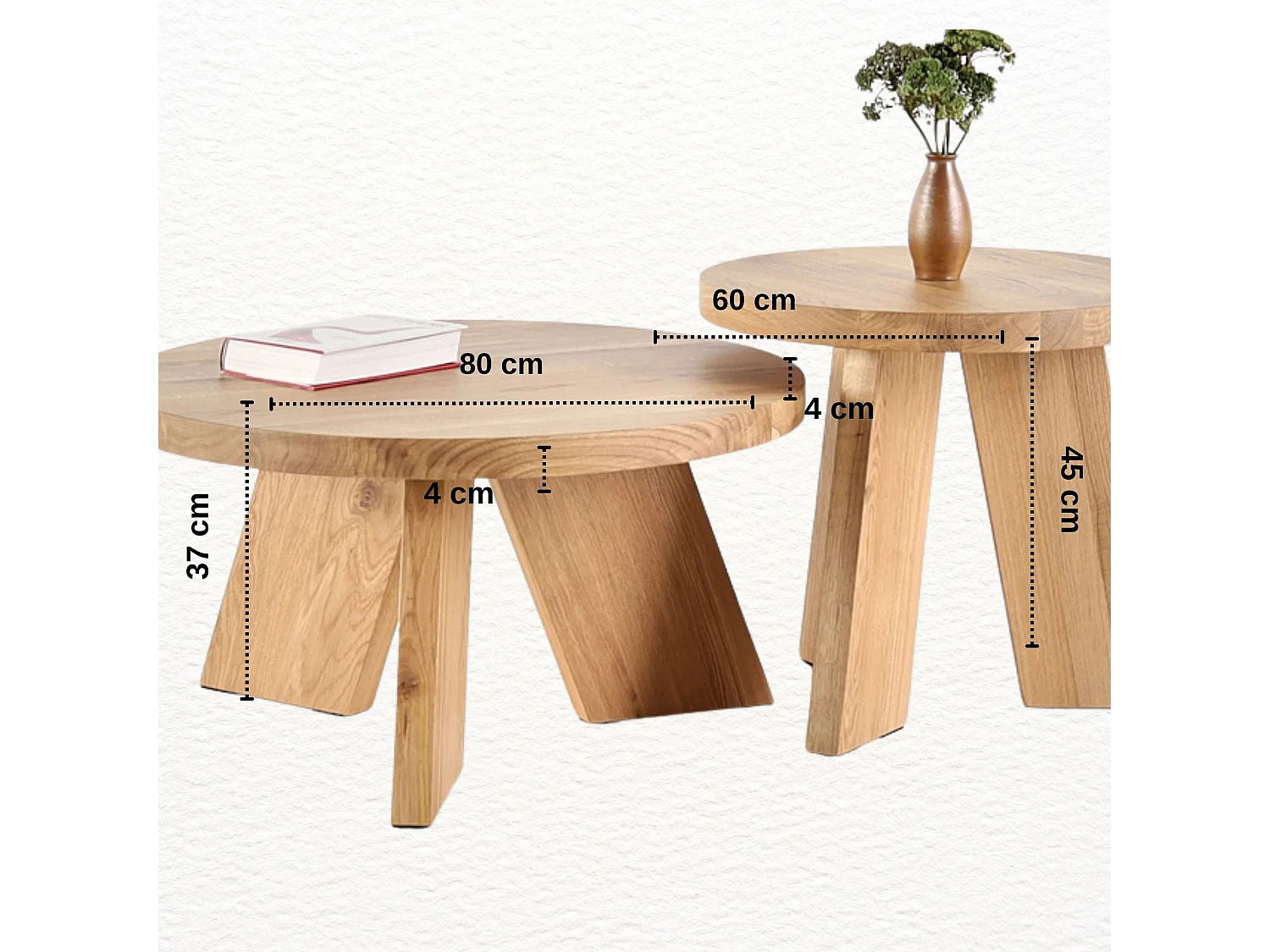 Couchtisch - SET aus massivem Eichenholz zwei Tische stabil & modern