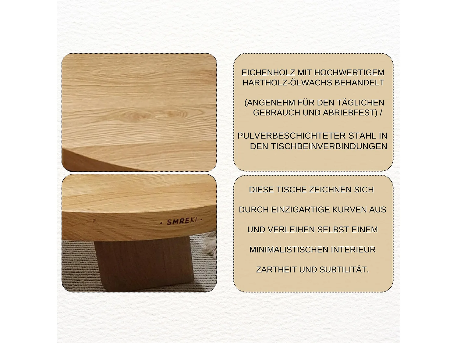 Couchtisch - SET aus massivem Eichenholz zwei Tische stabil & modern