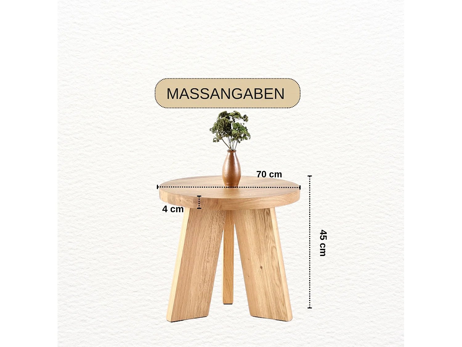 Couchtisch aus massivem Eichenholz - L70*B70*H45 stabil & modern