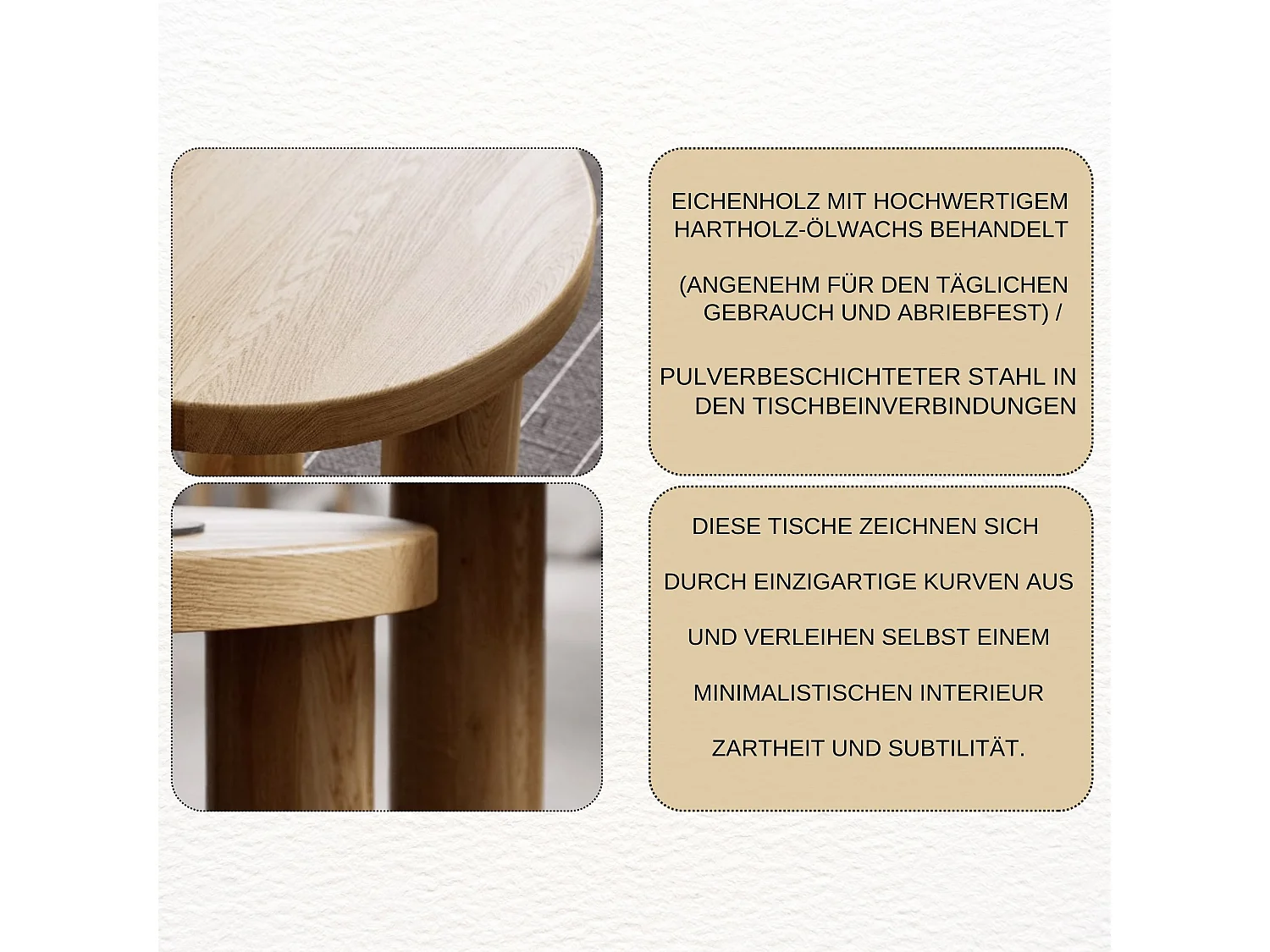 Couchtisch aus massivem Eichenholz - L70*B70*H37 stabil & modern