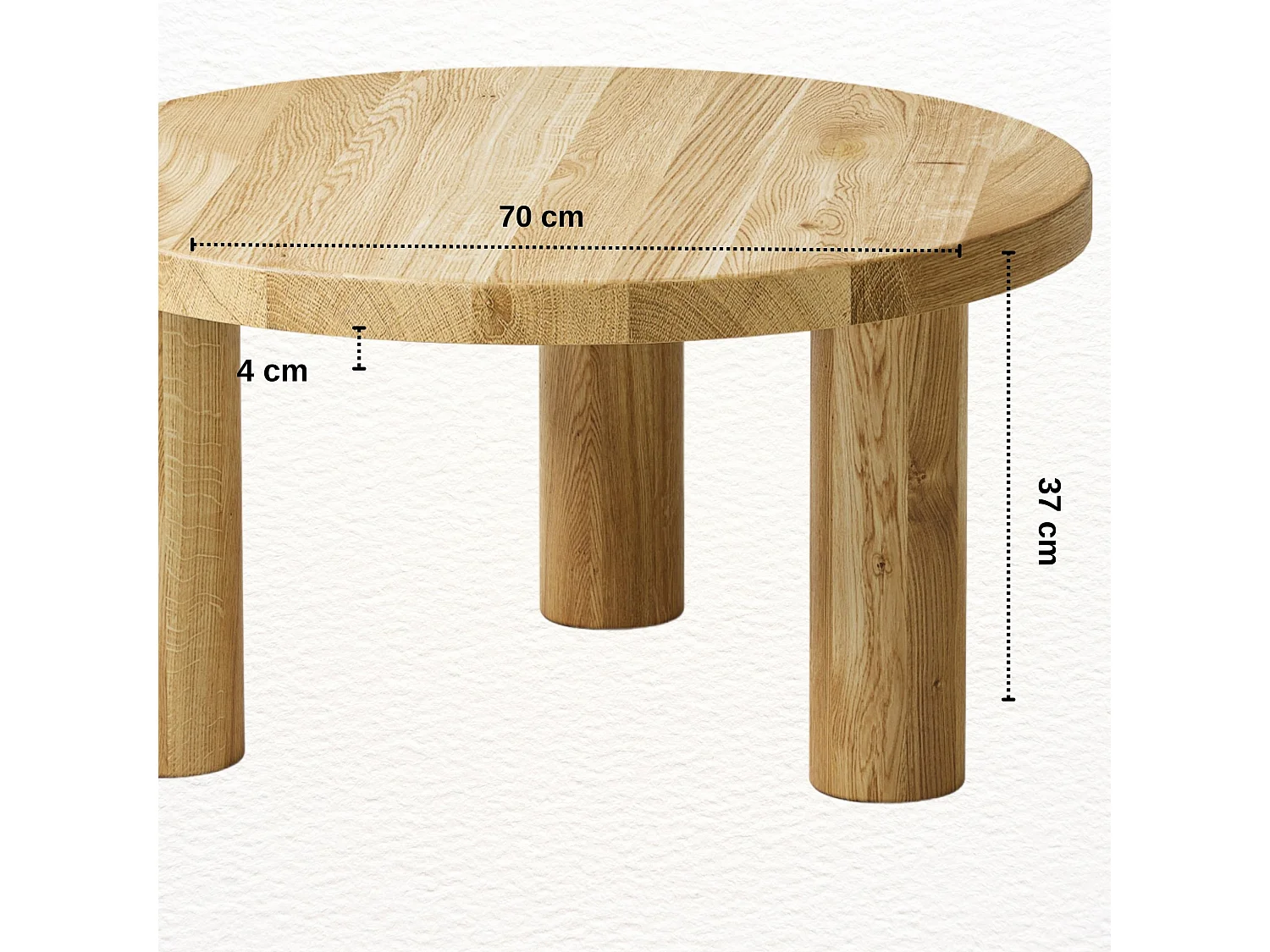Couchtisch aus massivem Eichenholz - L70*B70*H37 stabil & modern