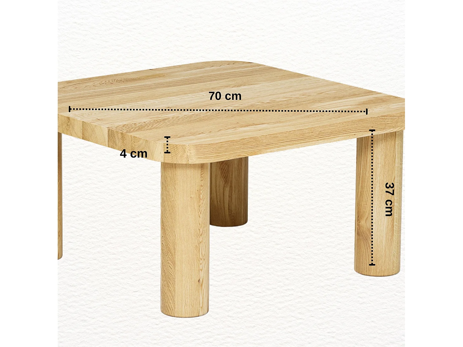 Couchtisch aus massivem Eichenholz - L70*B70*H37 stabil & modern