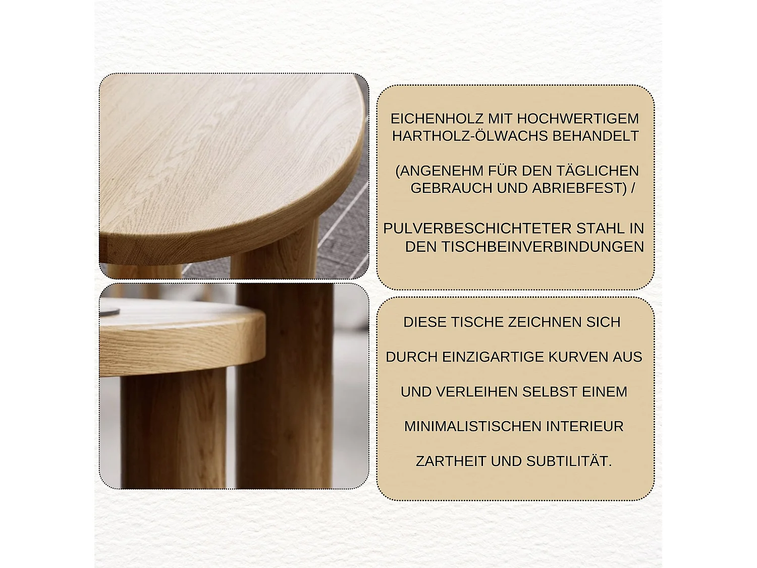 Couchtisch aus massivem Eichenholz - L70*B70*H37 stabil & modern