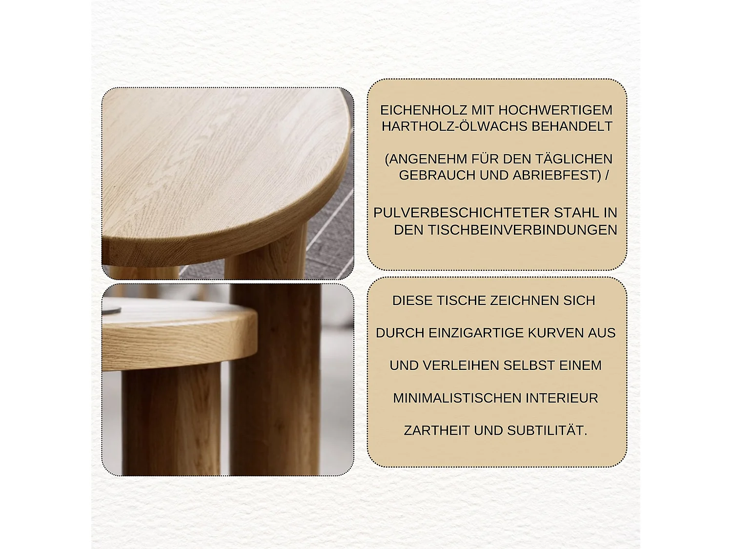 Couchtisch aus massivem Eichenholz - L70*B70*H45 stabil & modern