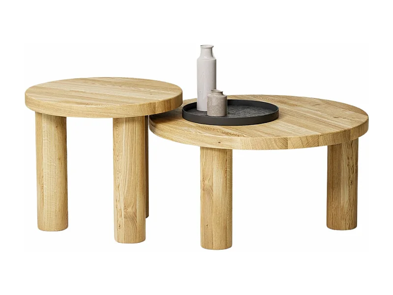 Couchtisch - SET aus massivem Eichenholz zwei Tische stabil & modern