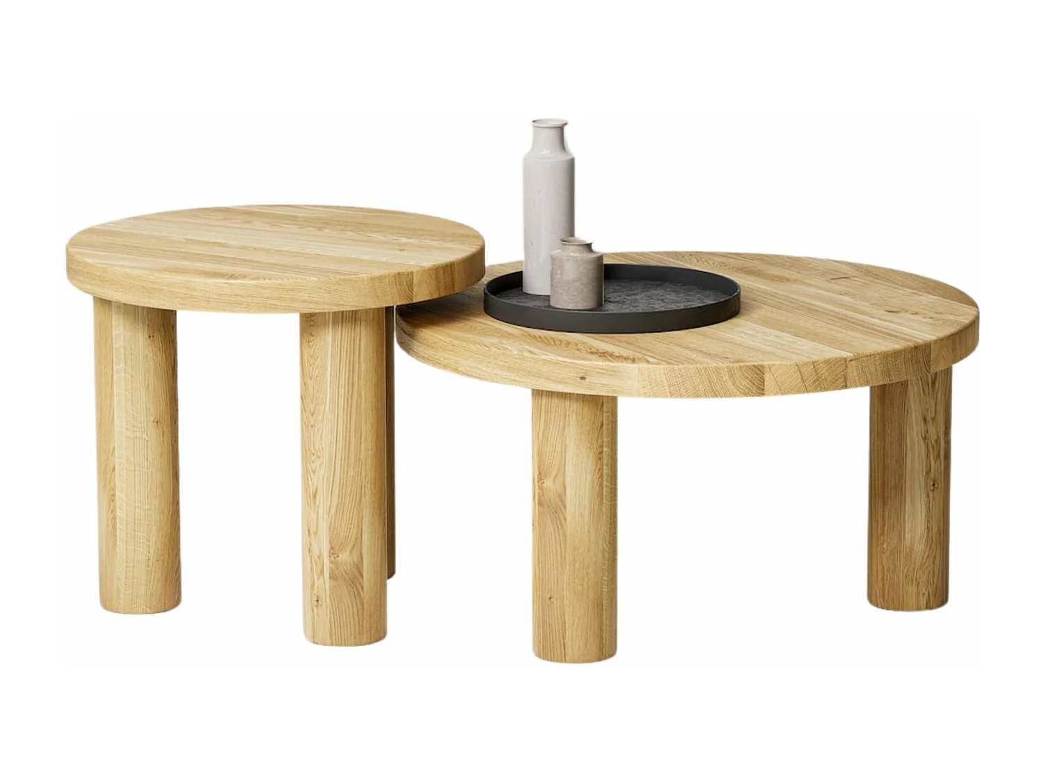 Couchtisch - SET aus massivem Eichenholz zwei Tische stabil & modern