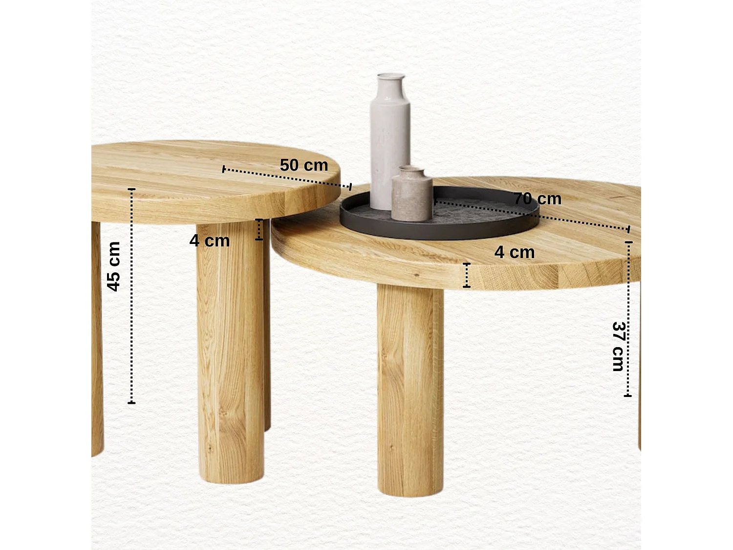 Couchtisch - SET aus massivem Eichenholz zwei Tische stabil & modern