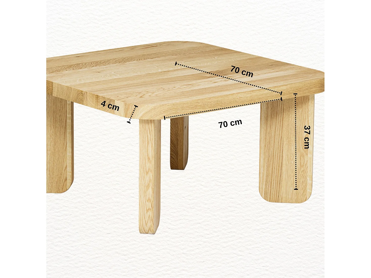 Couchtisch aus massivem Eichenholz - L70*B70*H37 stabil & modern