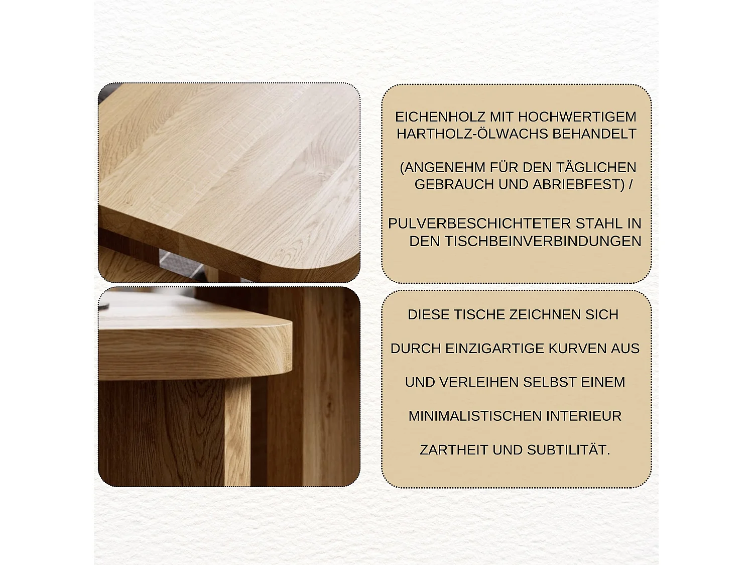 Couchtisch aus massivem Eichenholz - L70*B70*H37 stabil & modern