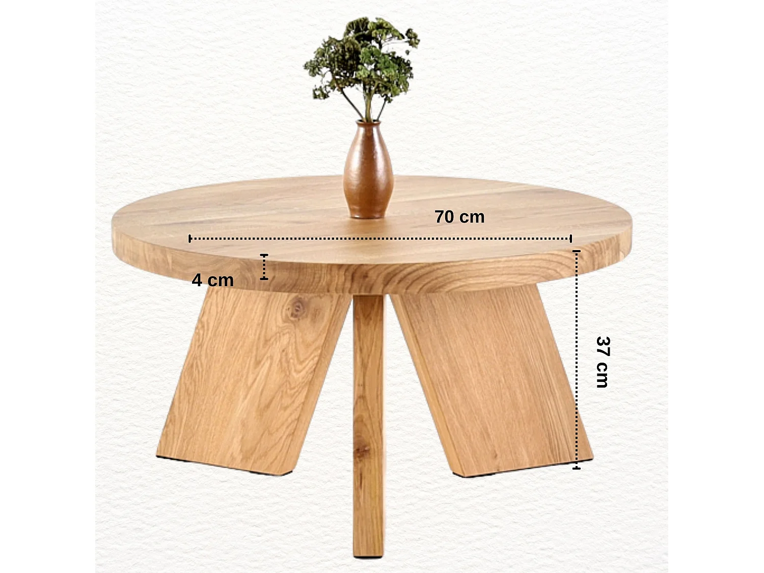 Couchtisch aus massivem Eichenholz - L70*B70*H37 stabil & modern