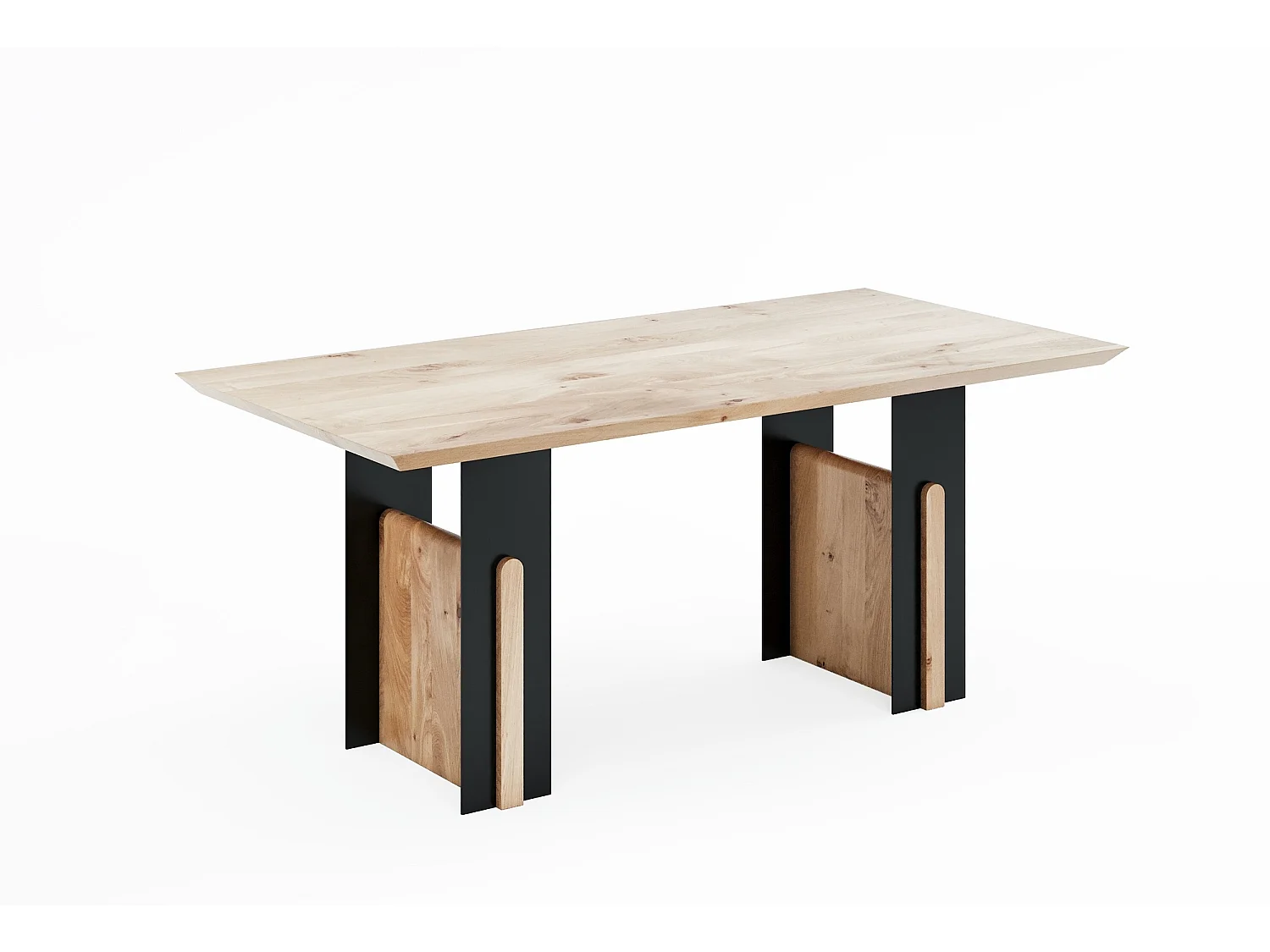 Esstisch aus massivem Eichenholz mit Metallfüßen 180/90/76