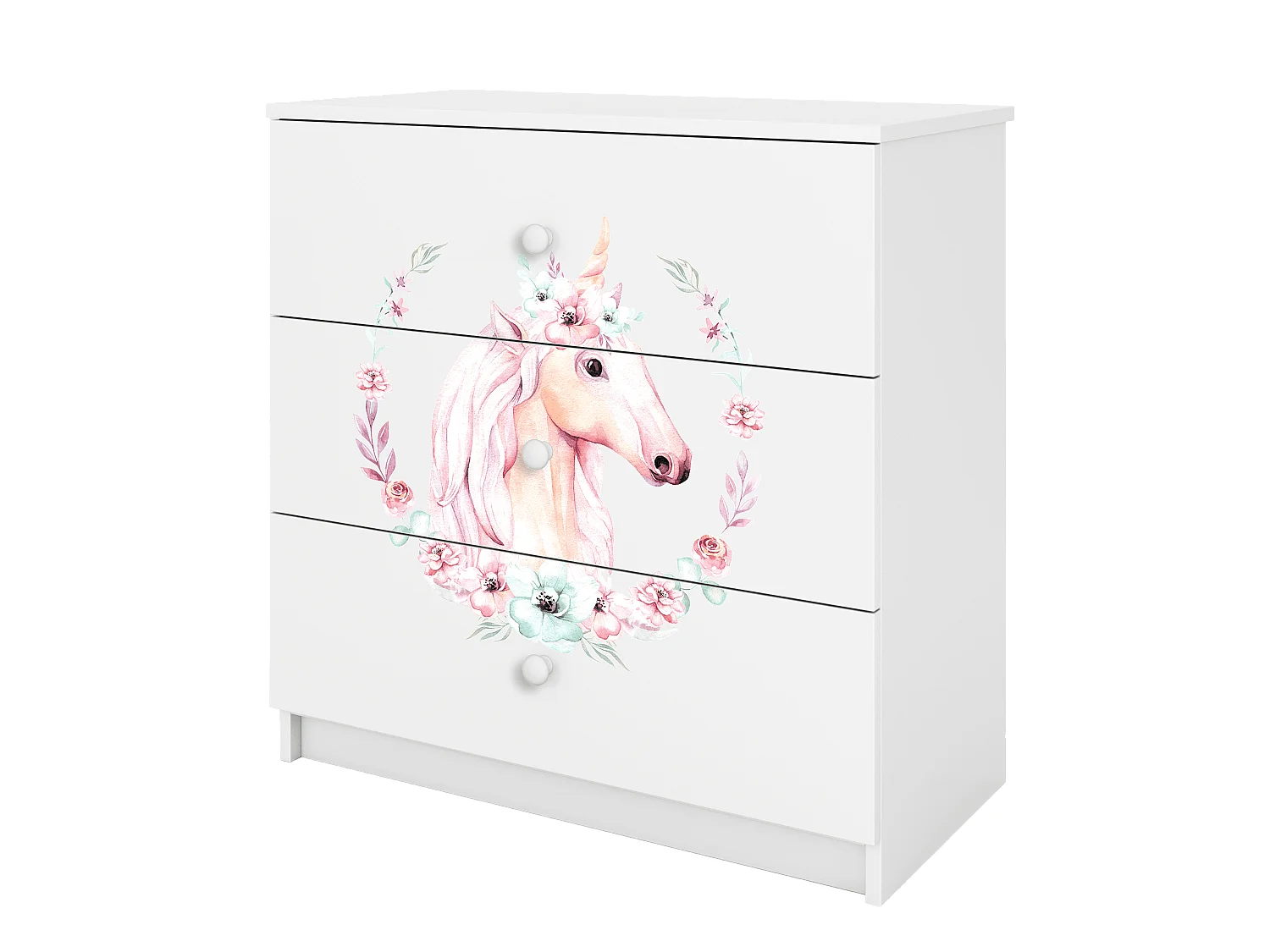 Kinderkommode mit Schubladen Pferd in der Farbe Weiß Babydreams