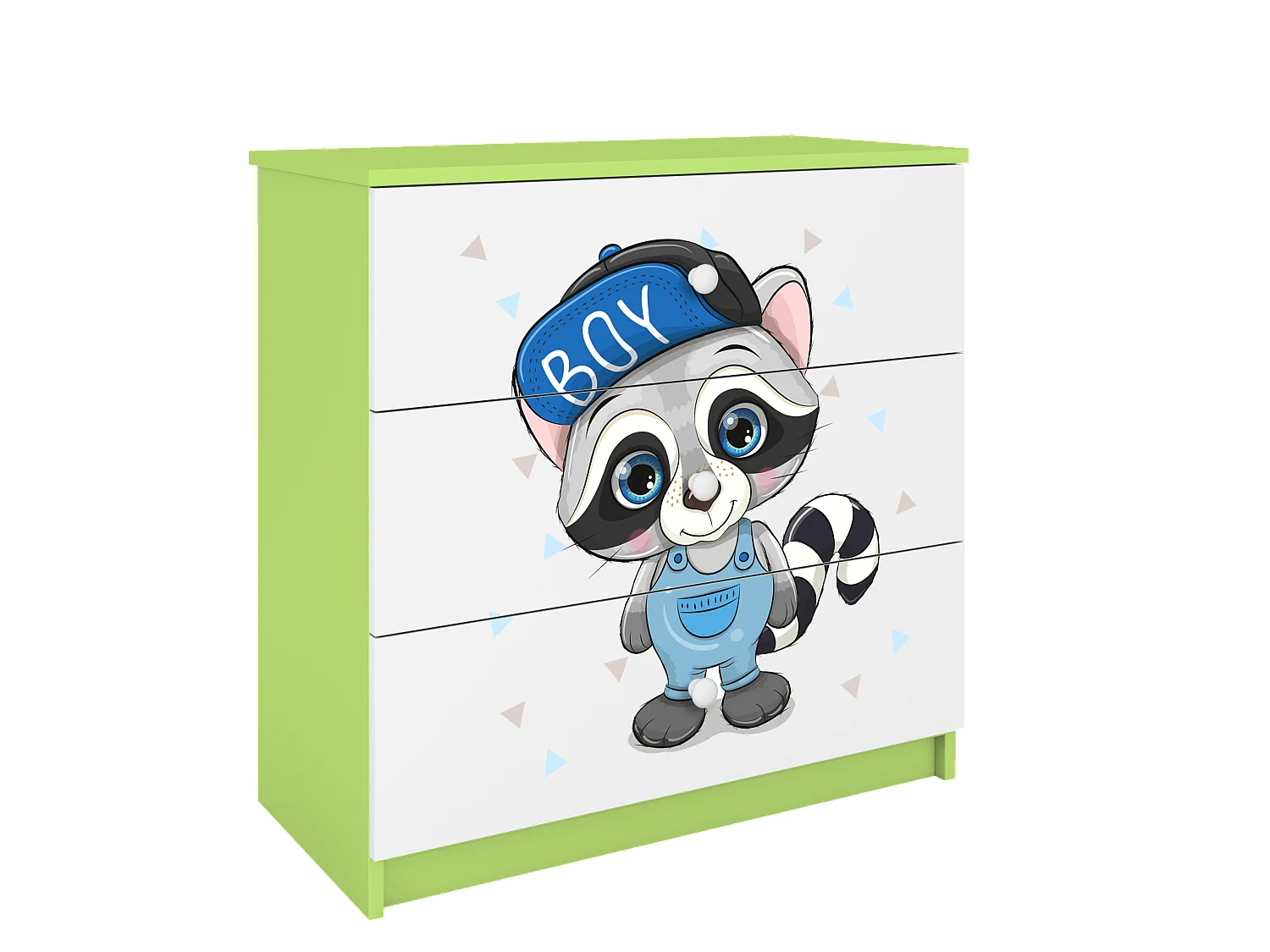 Cassettiera per Bambini con Motivo Procione Verde Babydreams