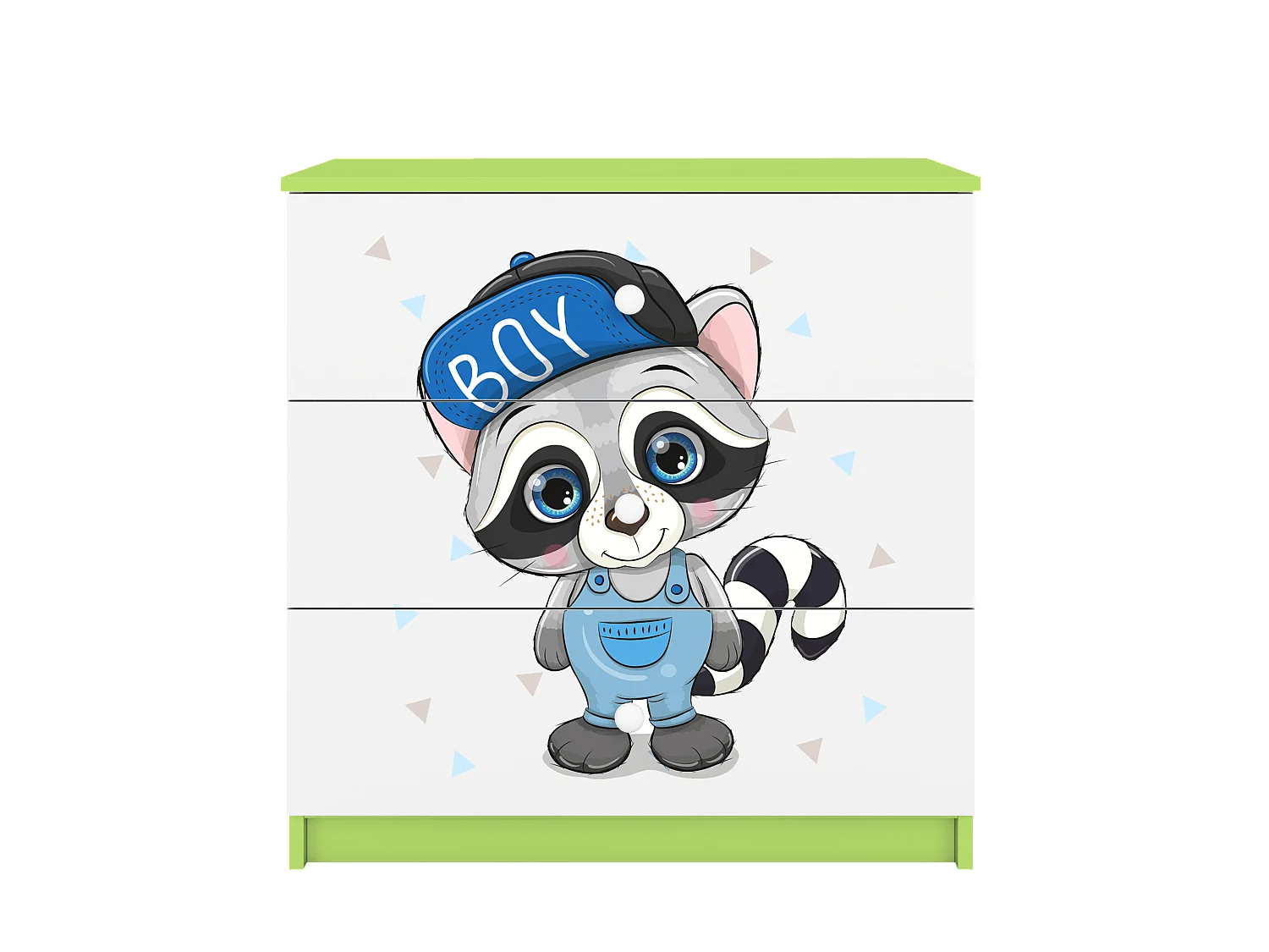 Cassettiera per Bambini con Motivo Procione Verde Babydreams