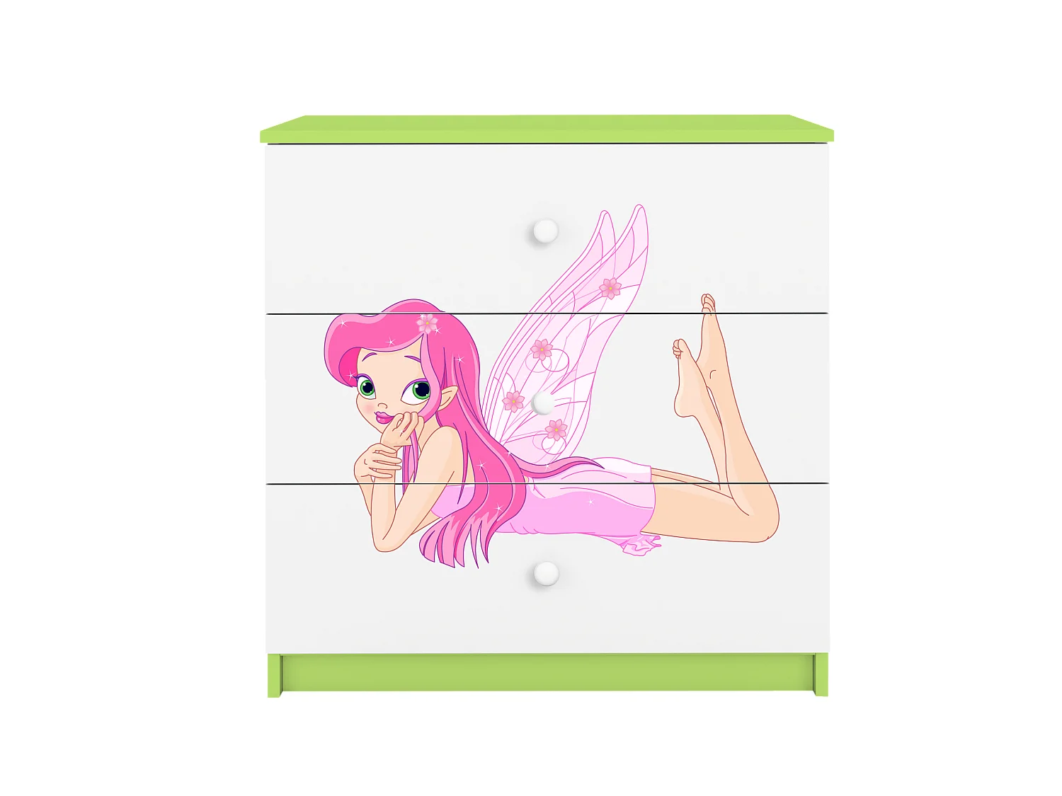 Commode enfant avec tiroirs Fée avec ailes en couleur verte Babydreams