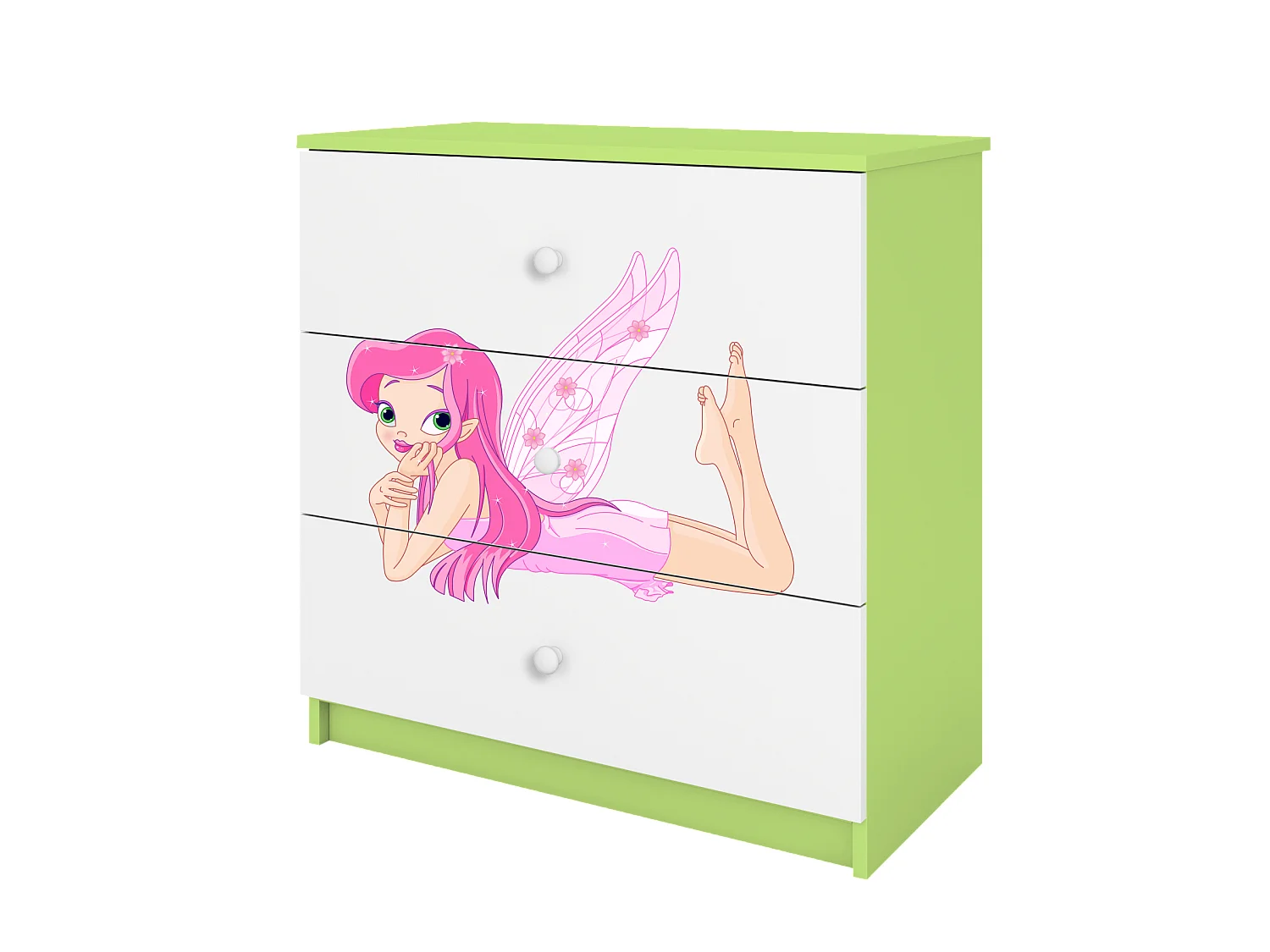 Commode enfant avec tiroirs Fée avec ailes en couleur verte Babydreams