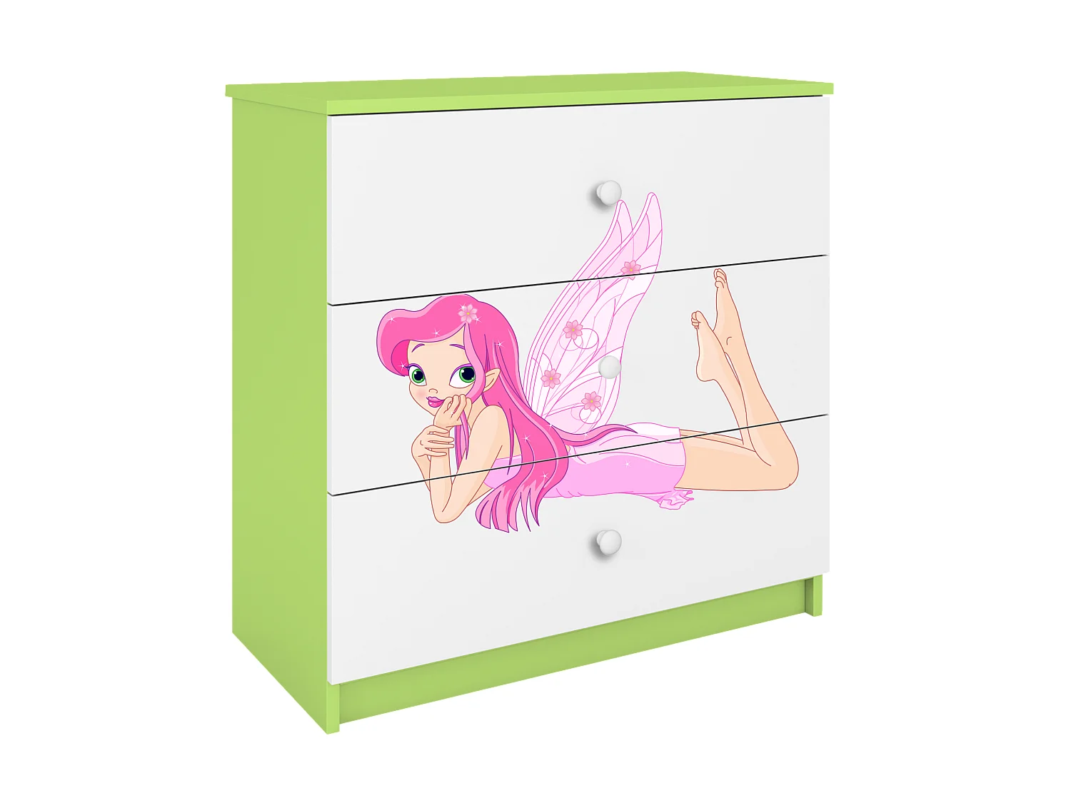 Commode enfant avec tiroirs Fée avec ailes en couleur verte Babydreams