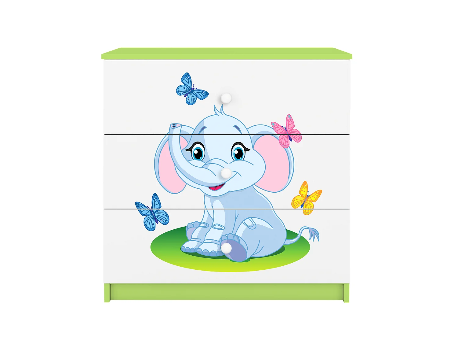 Kinderkommode mit Schubladen Elefant in der Farbe Grün Babydreams