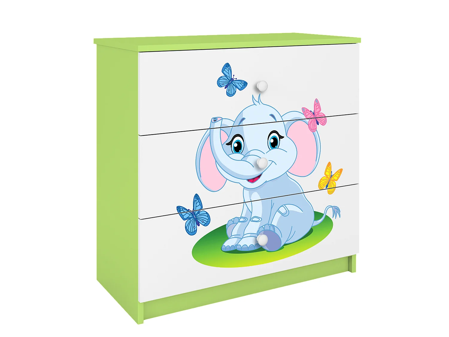 Kinderkommode mit Schubladen Elefant in der Farbe Grün Babydreams