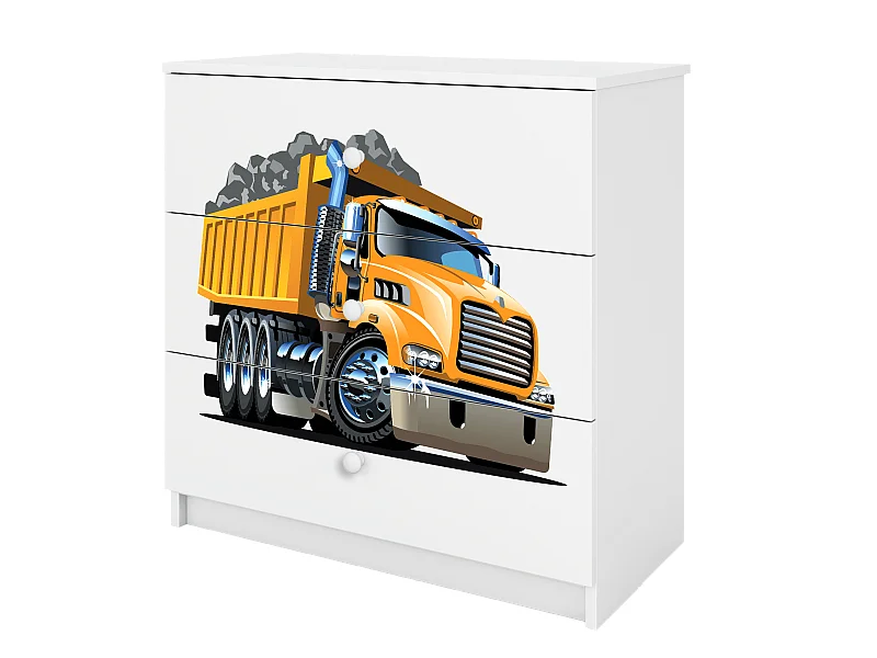 Commode pour enfants avec tiroirs Camion en couleur blanche Babydreams