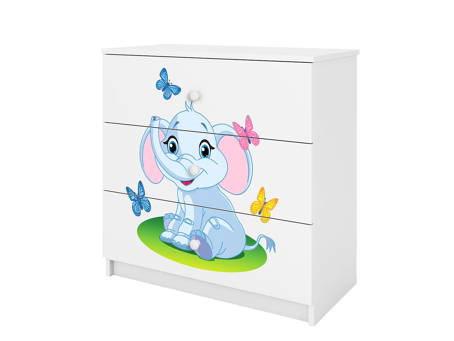 Kinderkommode mit Schubladen Elefant in der Farbe Weiß Babydreams