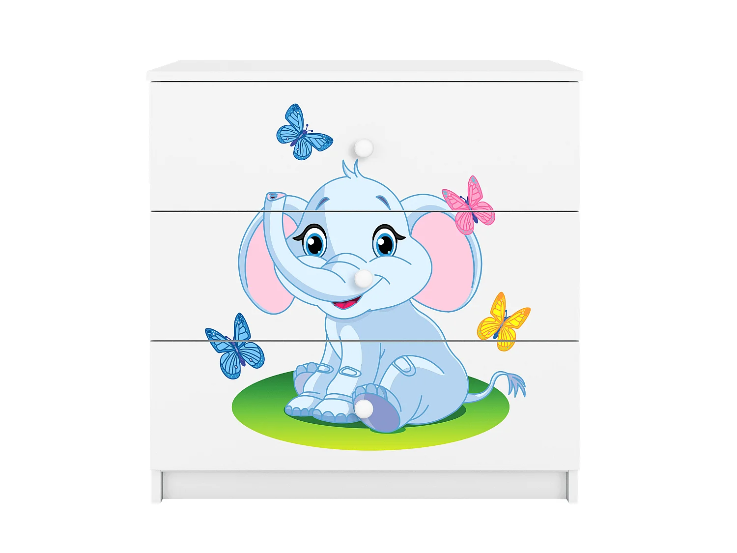 Commode pour enfants avec tiroirs Éléphant en couleur blanche Babydreams
